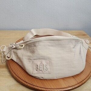 BEIS The Pack Nylon Belt Bag Womens Medium Beige Nylon Crossbody Travel